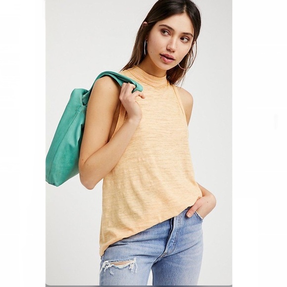 Free People We The Free Brisbane Knit Racerback Tank in Orange - Picture 1 of 11